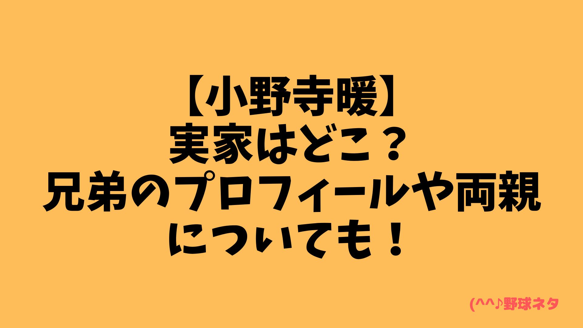 【小野寺暖】実家はどこ？兄弟のプロフィールや兄弟についても